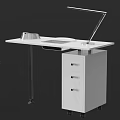 Modern White Office Desk With Drawer Cabinet File Organizer And Desk Lamp