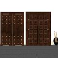 New Chinese Style Door Wooden Door 3d model