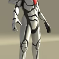 Futuristic Armored Character Displaying Detailed Geometric Armor Patterns And Glossy Finish