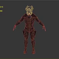 Brown Armored Sci Fi Creature Character With Blue Details And Helmet Design