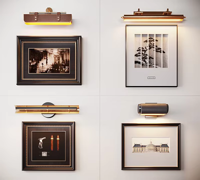 Various Framed Artworks And Wall Lamps In Modern Interior Design Styles 3d model