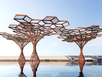 Modern landscape gallery park gallery landscape structure 3d model