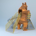 Unpowered Brown Bear Slide 3d model