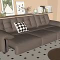 Modern Multiplayer Sofa Coffee Table Combination 3d model