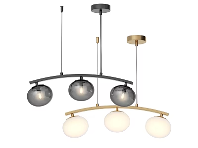 Stylish Modern Chandeliers With Arched Design And Spherical Bulbs In Black Gold Finishes 3d model