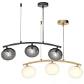 Stylish Modern Chandeliers With Arched Design And Spherical Bulbs In Black Gold Finishes