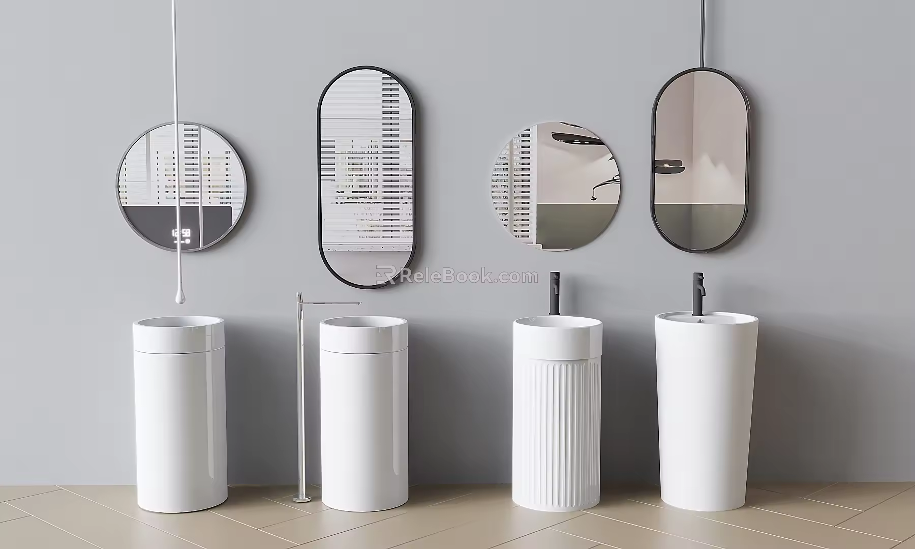 Column Wash Table Ceramic Column Wash Table Column Basin Wash Basin Faucet Mirror 3d model
