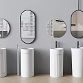 Column Wash Table Ceramic Column Wash Table Column Basin Wash Basin Faucet Mirror 3d model