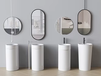 Column Wash Table Ceramic Column Wash Table Column Basin Wash Basin Faucet Mirror 3d model