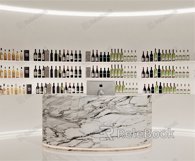 Modern reception desk front desk winery front desk computer wine bottle model