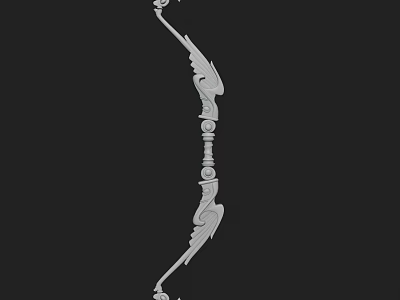 Ornate Carved Bow Weapon With Intricate Design And Decorative Elements 3d model