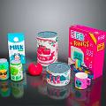 Assorted Beverages Including Milk Canned Drinks Juice With Colorful Packaging And Cup