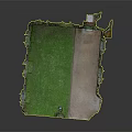 Ancient Architecture Ruins with Gothic Stone Walls Covered in Moss and Internal Lawn