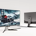 High Performance Curved Computer Monitor With Gaming Display And Sleek Silver Stand
