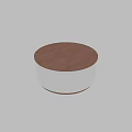 Round Coffee Table With Wooden Top And White Ribbed Base Modern Design