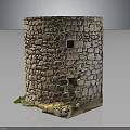 Ancient Stone Tower Structure Built With Irregular Stone Blocks And Small Windows