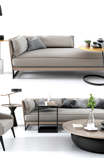 Modern Sofa Coffee Table Combination Minimalist Sofa Combination 3d model