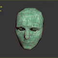Green Polyhedral Mask Fashion Accessory With Geometric Design And Smooth Surface