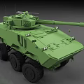 Green Wheeled Armored Military Tank with Cannon Headlights and Detailed Structure