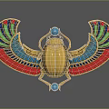Egyptian Inspired Golden Scarab Jewelry with Colorful Wings and Blue Gemstones