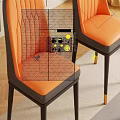 Stylish Gray and Orange Leisure Chairs with Leather Seats Black Legs and Gold Tips