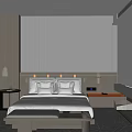 Modern Hotel Guest Room Interior With Comfortable Bed Nightstand And Table Lamp