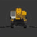 Yellow Truck Mounted Crane With Extended Boom And Outriggers On Black Surface 3d model