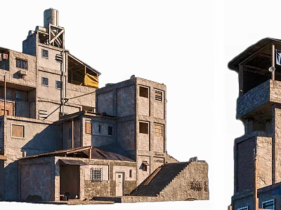 Traditional Rural Self Built House Featuring Multi Story Brick Walls Staircase And Roof Design 3d model