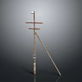 Utility Pole Structure With Crossarm Insulators And Guy Wire Support
