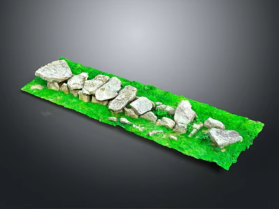 Natural Stone Landscape Decoration With Green Mossy Surface And Irregular Stone Arrangement 3d model