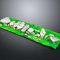 Natural Stone Landscape Decoration With Green Mossy Surface And Irregular Stone Arrangement