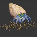 White Shell Like Structure With Extending Tentacles And Scattered Yellow Particles