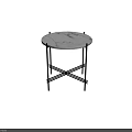 Modern Side Table With Marble Top And Black Metal Crossed Legs