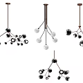 Modern Chandeliers with Spherical Bulbs and Metal Frames in Various Unique Designs 3d model