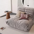 Nordic Fabric Lazy Sofa French Caterpillar Sofa Solid Wood Round-sided Special-shaped Carpet Venetian Blinds 3d model