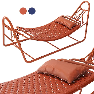 Orange Frame Woven Hammock with Soft Pillow for Outdoor Garden Patio Use 3d model