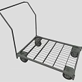 Heavy Duty Metal Hand Cart With Grid Surface And Four Rolling Wheels