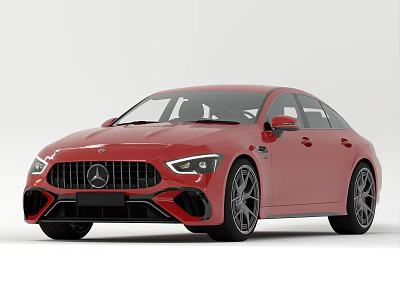 Red Mercedes-Benz AMG Coupe With Sleek Exterior Design Sporty Front Grille And Alloy Wheels 3d model