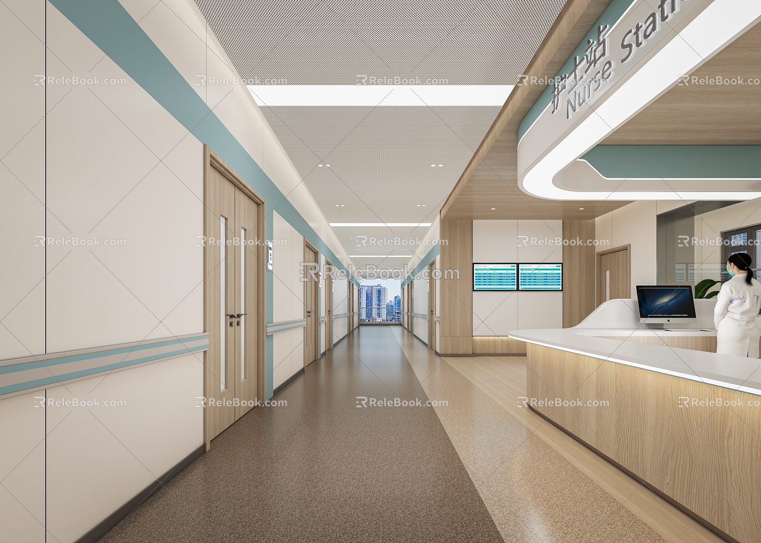 modern hospital aisle walkway 3d model