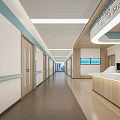 Modern Hospital Outpatient Clinic Interior With Nurse Station And Corridor Design