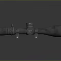 Black Tactical Rifle Scope Displayed On Dark Reflective Surface With Sharp Optics 3d model