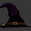 Purple Witch Hat With Brown Belt Metal Buckle And Small Decoration