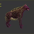 Spotted Hyena Standing in Side View With Brown Fur Blood on Mouth and Gray Background