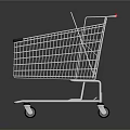 Durable Metal Shopping Cart With Red Handle And Wheels Retail Equipment For Shopping
