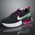 Nike Black Sports Shoes With Pink Laces White Sole Green Accents And Modern Design