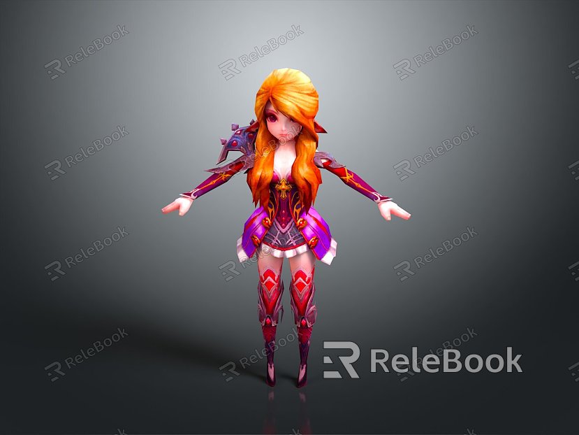 Female Elf Cartoon Witch Magic Witch Magic Girl Magician Elf Mage Warlock Wizard model