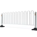 Municipal Road Guardrail With White Curved Rails Black Base And Reflective Strips