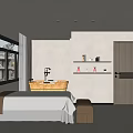 Relaxing SPA Sauna Room with Massage Bed Bathtub Window and Shelves
