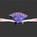3D Anime Character With Purple Long Hair Pink Shorts White Socks Blue Shoes Arms Outstretched