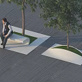 Modern landscape tree pool 3d model